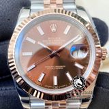 Đồng Hồ Rolex Datejust 41mm 126331-0002 Rep 1:1 Chế Tác Vỏ Demi Bọc Vàng Mặt Nâu Chocolate Cọc Số Vạch Dây Kim Loại Jubilee