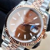 Đồng Hồ Rolex Datejust 41mm 126331-0002 Rep 1:1 Chế Tác Vỏ Demi Bọc Vàng Mặt Nâu Chocolate Cọc Số Vạch Dây Kim Loại Jubilee