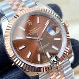 Đồng Hồ Rolex Datejust 41mm 126331-0002 Rep 1:1 Chế Tác Vỏ Demi Bọc Vàng Mặt Nâu Chocolate Cọc Số Vạch Dây Kim Loại Jubilee