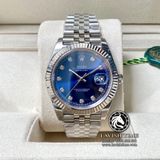 Đồng Hồ Rolex Datejust 41mm 126334-0016 Rep 1:1 Cao Cấp Vỏ Bạc Mặt Xanh Dương Cọc Số Đá Dây Kim Loại Jubilee