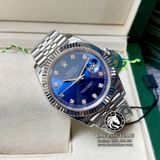 Đồng Hồ Rolex Datejust 41mm 126334-0016 Rep 1:1 Cao Cấp Vỏ Bạc Mặt Xanh Dương Cọc Số Đá Dây Kim Loại Jubilee