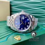 Đồng Hồ Rolex Datejust 41mm 126334-0016 Rep 1:1 Cao Cấp Vỏ Bạc Mặt Xanh Dương Cọc Số Đá Dây Kim Loại Jubilee