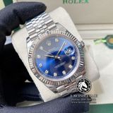 Đồng Hồ Rolex Datejust 41mm 126334-0016 Rep 1:1 Cao Cấp Vỏ Bạc Mặt Xanh Dương Cọc Số Đá Dây Kim Loại Jubilee