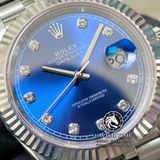Đồng Hồ Rolex Datejust 41mm 126334-0016 Rep 1:1 Cao Cấp Vỏ Bạc Mặt Xanh Dương Cọc Số Đá Dây Kim Loại Jubilee