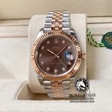 Đồng Hồ Rolex Datejust 41mm 126331-0004 Rep 1:1 Cao Cấp Vỏ Demi Vàng Hồng Mặt Nâu Chocolate Cọc Số Đá Dây Kim Loại Jubilee