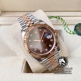 Đồng Hồ Rolex Datejust 41mm 126331-0004 Rep 1:1 Cao Cấp Vỏ Demi Vàng Hồng Mặt Nâu Chocolate Cọc Số Đá Dây Kim Loại Jubilee