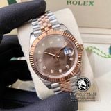 Đồng Hồ Rolex Datejust 41mm 126331-0004 Rep 1:1 Cao Cấp Vỏ Demi Vàng Hồng Mặt Nâu Chocolate Cọc Số Đá Dây Kim Loại Jubilee