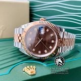 Đồng Hồ Rolex Datejust 41mm 126331-0004 Rep 1:1 Cao Cấp Vỏ Demi Vàng Hồng Mặt Nâu Chocolate Cọc Số Đá Dây Kim Loại Jubilee