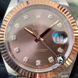 Đồng Hồ Rolex Datejust 41mm 126331-0004 Rep 1:1 Cao Cấp Vỏ Demi Vàng Hồng Mặt Nâu Chocolate Cọc Số Đá Dây Kim Loại Jubilee