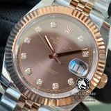 Đồng Hồ Rolex Datejust 41mm 126331-0004 Rep 1:1 Cao Cấp Vỏ Demi Vàng Hồng Mặt Nâu Chocolate Cọc Số Đá Dây Kim Loại Jubilee
