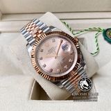 Đồng Hồ Rolex Datejust 41mm 126331-0008 Rep 1:1 Cao Cấp Vỏ Demi Vàng Hồng Mặt Hồng Cọc Số Đá Dây Kim Loại Jubilee