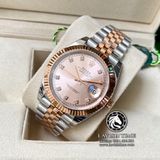 Đồng Hồ Rolex Datejust 41mm 126331-0008 Rep 1:1 Cao Cấp Vỏ Demi Vàng Hồng Mặt Hồng Cọc Số Đá Dây Kim Loại Jubilee