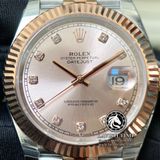 Đồng Hồ Rolex Datejust 41mm 126331-0008 Rep 1:1 Cao Cấp Vỏ Demi Vàng Hồng Mặt Hồng Cọc Số Đá Dây Kim Loại Jubilee