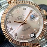 Đồng Hồ Rolex Datejust 41mm 126331-0008 Rep 1:1 Cao Cấp Vỏ Demi Vàng Hồng Mặt Hồng Cọc Số Đá Dây Kim Loại Jubilee