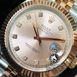 Đồng Hồ Rolex Datejust 41mm 126331-0008 Rep 1:1 Cao Cấp Vỏ Demi Vàng Hồng Mặt Hồng Cọc Số Đá Dây Kim Loại Jubilee