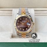 Đồng Hồ Rolex Datejust 41mm 126333 Rep 1:1 Chế Tác Vỏ Demi Bọc Vàng Mặt Xám Cọc Số Đính Đá Dây Kim Loại Jubilee