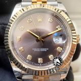 Đồng Hồ Rolex Datejust 41mm 126333 Rep 1:1 Chế Tác Vỏ Demi Bọc Vàng Mặt Xám Cọc Số Đính Đá Dây Kim Loại Jubilee