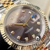 Đồng Hồ Rolex Datejust 41mm 126333 Rep 1:1 Chế Tác Vỏ Demi Bọc Vàng Mặt Xám Cọc Số Đính Đá Dây Kim Loại Jubilee