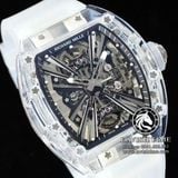 Đồng Hồ Richard Mille RM 12-01 Tourbillon Sapphire Rep 1:1 Chế Tác Vỏ Sapphire Mặt Skeleton Lộ Cơ Dây Cao Su