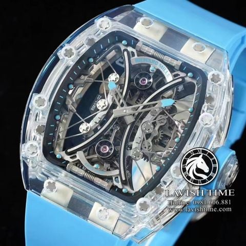 Đồng Hồ Richard Mille RM 53-02 Tourbillon Sapphire Rep 1:1 Chế Tác Vỏ Sapphire Mặt Skeleton Lộ Cơ Dây Cao Su