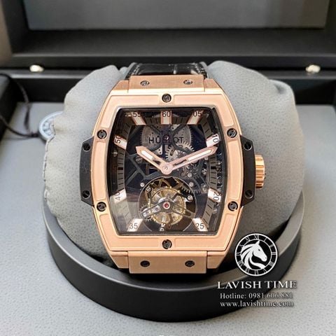 Đồng Hồ Hublot Masterpiece Tourbillon MP-06 43mm Rep 1:1 Chế Tác Vỏ Vàng Hồng Mặt Số Skeleton Dây Da