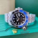Đồng Hồ Rolex GMT-Master II 126710BLNR “BATGIRL” Rep 1:1 Cao Cấp Vỏ Bạc Mặt Đen Dây Kim Loại Jubilee