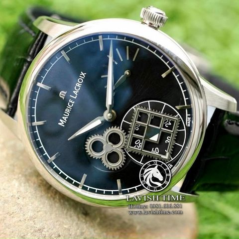 Đồng Hồ Maurice Lacroix Masterpiece Square Wheel MP7158-SS001-301-1 Rep 1:1 Chế Tác Vỏ Bạc Mặt Đen Dây Da