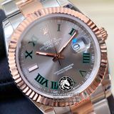 Đồng Hồ Rolex Datejust 41mm 126331-0015 Rep 1:1 Chế Tác Vỏ Demi Bọc Vàng Mặt Xám Cọc Số La Mã Dây Kim Loại Oyster