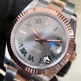 Đồng Hồ Rolex Datejust 41mm 126331-0015 Rep 1:1 Chế Tác Vỏ Demi Bọc Vàng Mặt Xám Cọc Số La Mã Dây Kim Loại Oyster