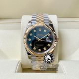 Đồng Hồ Rolex Datejust 41mm 126333-0006 Rep 1:1 Chế Tác Vỏ Demi Bọc Vàng Mặt Đen Cọc Số Đính Đá Dây Kim Loại Jubilee