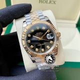 Đồng Hồ Rolex Datejust 41mm 126333-0006 Rep 1:1 Chế Tác Vỏ Demi Bọc Vàng Mặt Đen Cọc Số Đính Đá Dây Kim Loại Jubilee