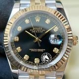 Đồng Hồ Rolex Datejust 41mm 126333-0006 Rep 1:1 Chế Tác Vỏ Demi Bọc Vàng Mặt Đen Cọc Số Đính Đá Dây Kim Loại Jubilee