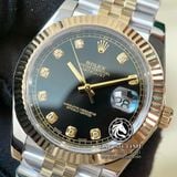 Đồng Hồ Rolex Datejust 41mm 126333-0006 Rep 1:1 Chế Tác Vỏ Demi Bọc Vàng Mặt Đen Cọc Số Đính Đá Dây Kim Loại Jubilee