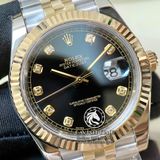 Đồng Hồ Rolex Datejust 41mm 126333-0006 Rep 1:1 Chế Tác Vỏ Demi Bọc Vàng Mặt Đen Cọc Số Đính Đá Dây Kim Loại Jubilee