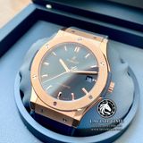 Đồng Hồ Hublot Classic Fusion 45mm Rep 1:1 Chế Tác Vỏ Vàng Hồng Mặt Số Đen Dây Da 511.OX.1181.LR