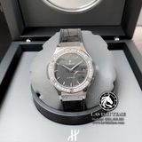 Đòng Hồ Hublot Classic Fusion 38mm Rep 1:1 Chế Tác Vỏ Bạc Độ Niềng Kim Cương Thiên Nhiên Mặt Đen Dây Da 565.NX.1470.LR.1204