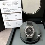 Đòng Hồ Hublot Classic Fusion 38mm Rep 1:1 Chế Tác Vỏ Bạc Độ Niềng Kim Cương Thiên Nhiên Mặt Đen Dây Da 565.NX.1470.LR.1204