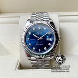 Đồng Hồ Rolex Datejust 41mm Rep 1:1 Chế Tác Vỏ Bạc Mặt Xanh Độ Cọc Số Kim Cương Thiên Nhiên Dây Kim Loại Jubilee