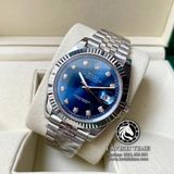 Đồng Hồ Rolex Datejust 41mm Rep 1:1 Chế Tác Vỏ Bạc Mặt Xanh Độ Cọc Số Kim Cương Thiên Nhiên Dây Kim Loại Jubilee