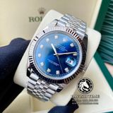 Đồng Hồ Rolex Datejust 41mm Rep 1:1 Chế Tác Vỏ Bạc Mặt Xanh Độ Cọc Số Kim Cương Thiên Nhiên Dây Kim Loại Jubilee