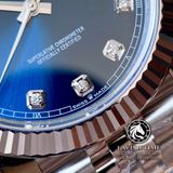 Đồng Hồ Rolex Datejust 41mm Rep 1:1 Chế Tác Vỏ Bạc Mặt Xanh Độ Cọc Số Kim Cương Thiên Nhiên Dây Kim Loại Jubilee