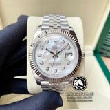 Đồng Hồ Rolex Datejust 41mm 126334 Rep 1:1 Chế Tác Vỏ Bạc Mặt Số Độ Xà Cừ Vân Mây Cọc Số Kim Cương Thiên Nhiên Dây Kim Loại Jubilee