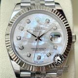 Đồng Hồ Rolex Datejust 41mm 126334 Rep 1:1 Chế Tác Vỏ Bạc Mặt Số Độ Xà Cừ Vân Mây Cọc Số Kim Cương Thiên Nhiên Dây Kim Loại Jubilee