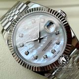 Đồng Hồ Rolex Datejust 41mm 126334 Rep 1:1 Chế Tác Vỏ Bạc Mặt Số Độ Xà Cừ Vân Mây Cọc Số Kim Cương Thiên Nhiên Dây Kim Loại Jubilee