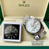 Đồng Hồ Rolex Datejust 41mm 126334 Rep 1:1 Chế Tác Vỏ Bạc Mặt Số Độ Xà Cừ Vân Mây Cọc Số Kim Cương Thiên Nhiên Dây Kim Loại Jubilee