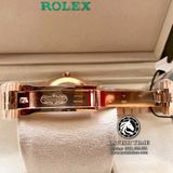 Đồng Hồ Rolex Day-Date 40mm 228235-0003 Rep 1:1 Cao Cấp Vỏ Vàng Hồng Mặt Nâu Cọc Số Đính Đá Baguette Dây Kim Loại