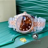 Đồng Hồ Rolex Datejust 41mm 126331-0004 Rep 1:1 Chế Tác Vỏ Demi Bọc Vàng Mặt Nâu Chocolate Cọc Số Đính Đá Dây Kim Loại Jubilee