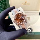 Đồng Hồ Rolex Datejust 41mm 126331-0004 Rep 1:1 Chế Tác Vỏ Demi Bọc Vàng Mặt Nâu Chocolate Cọc Số Đính Đá Dây Kim Loại Jubilee