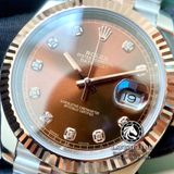 Đồng Hồ Rolex Datejust 41mm 126331-0004 Rep 1:1 Chế Tác Vỏ Demi Bọc Vàng Mặt Nâu Chocolate Cọc Số Đính Đá Dây Kim Loại Jubilee