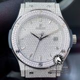 Đồng Hồ Hublot Classic Fusion 42mm Rep 1:1 Chế Tác Vỏ Và Mặt Số Độ Kim Cương Thiên Nhiên - Moissanite Pave 542.NX.9010.LR.1704